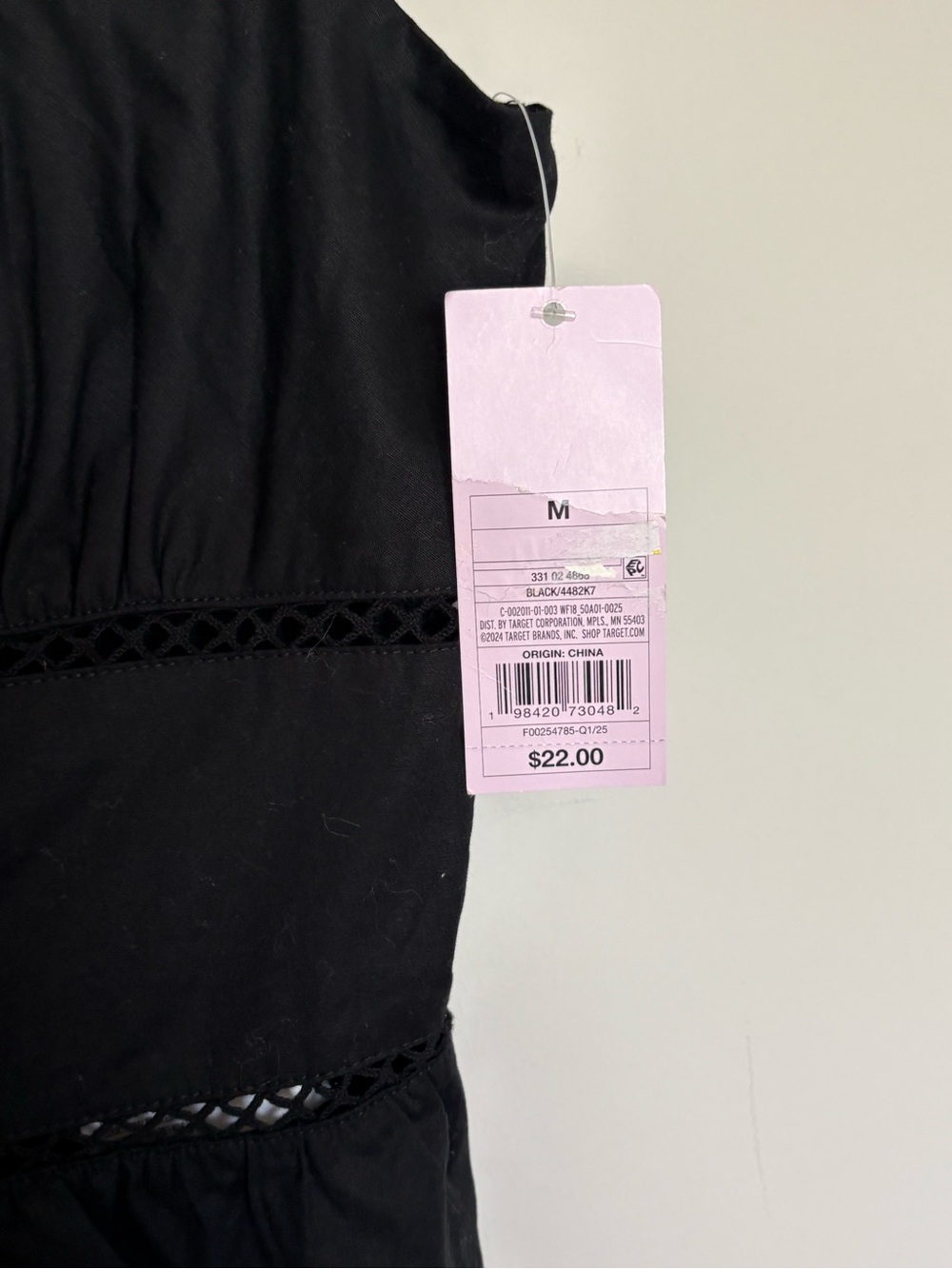 NWT Wild Fable Black Peplum Tank Top Medium M Crochet Cutout Smocked Square Neck - Picture 4 of 10